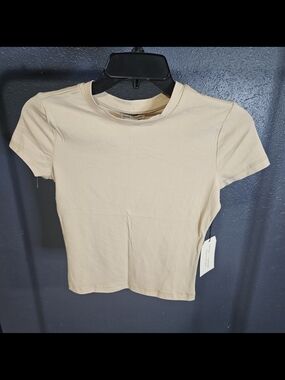 Women's Short Sleeve Crewneck Tee by Better Together in Beige
